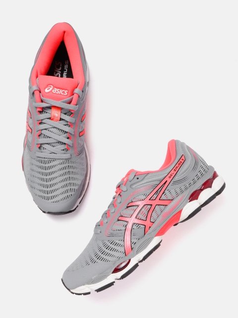 

ASICS Women Grey & Coral Pink Woven Design Gel-Ziruss 3 Running Shoes