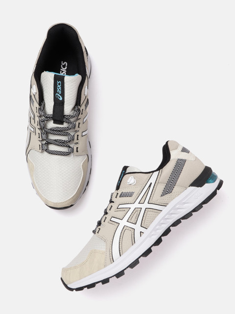 

ASICS Men Beige & Off-White Woven Design Gel Citrek Running Shoes
