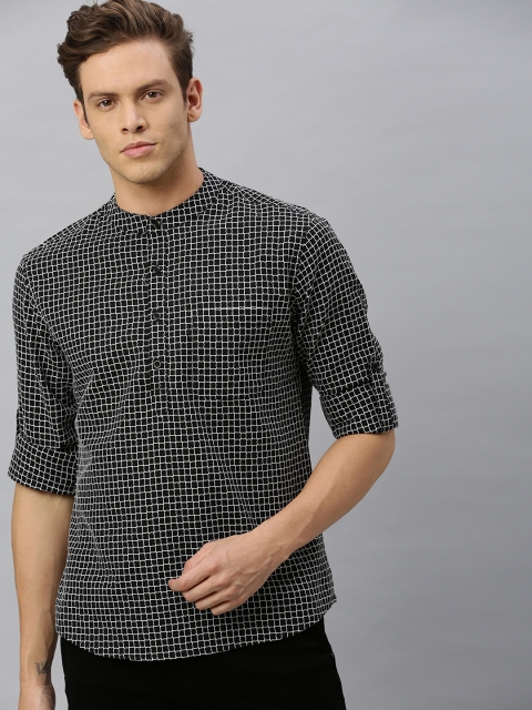 

Anouk Men Black & White Checked Straight Kurta