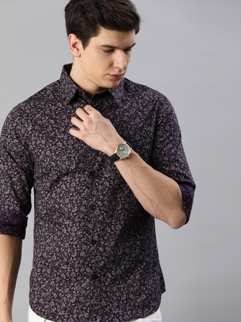 

Anouk Men Purple & Grey Regular Fit Printed Casual Shirt