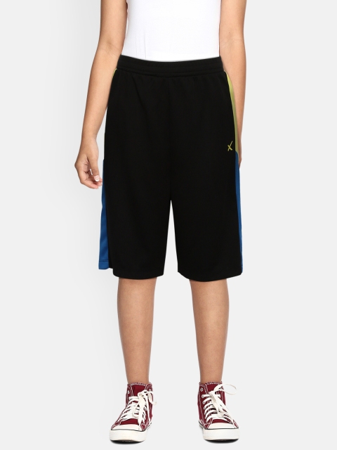 

HRX by Hrithik Roshan Girls Black & Yellow Colourblocked Shorts