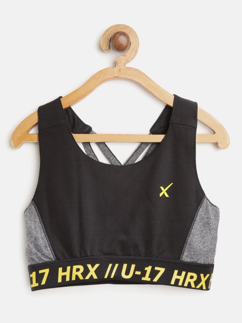 

HRX by Hrithik Roshan Girls Black Medium Support Rapid Dry Angel Sports Bra AW19-GK-0014-A