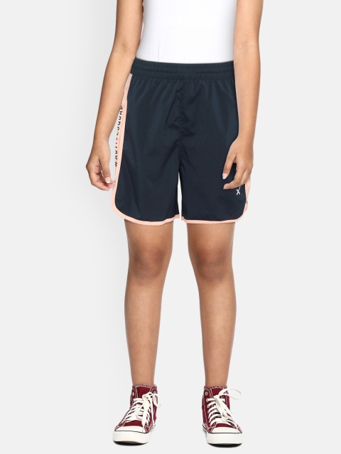 

HRX by Hrithik Roshan Girls Navy Blue Solid Regular Fit Sports Shorts