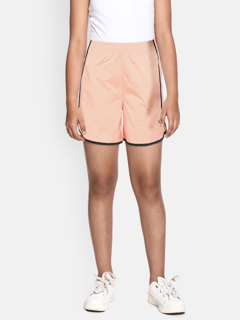 

HRX by Hrithik Roshan Girls Peach-Coloured Solid Regular Fit Shorts