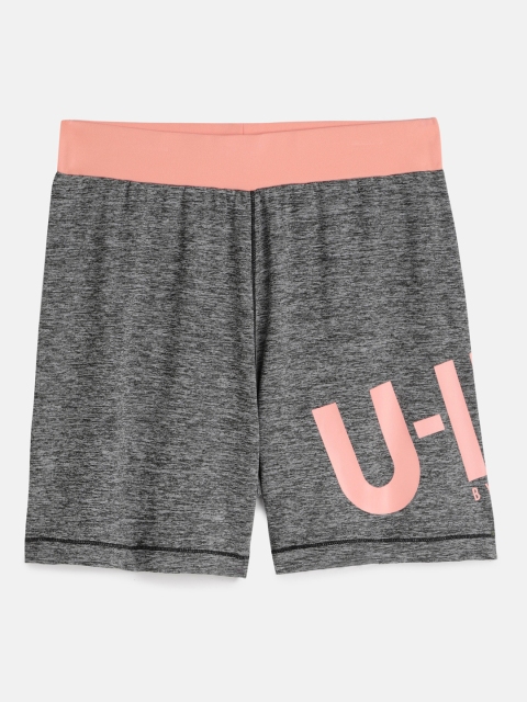 

HRX by Hrithik Roshan Girls Grey Printed Regular Fit Sports Shorts