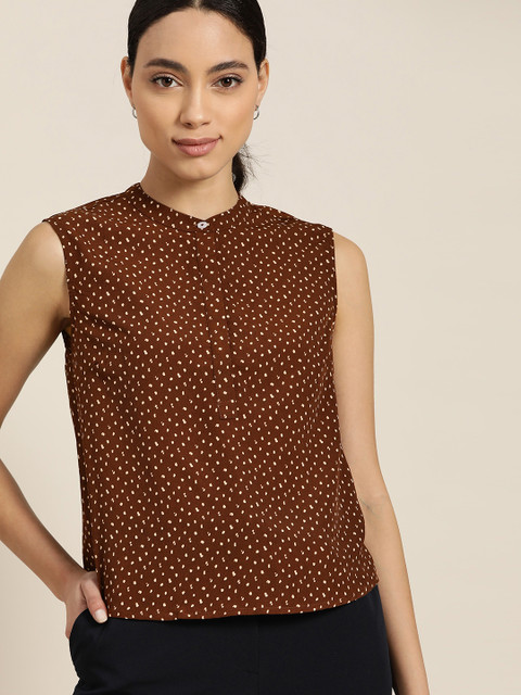 

her by invictus Women Brown & Beige Printed Top