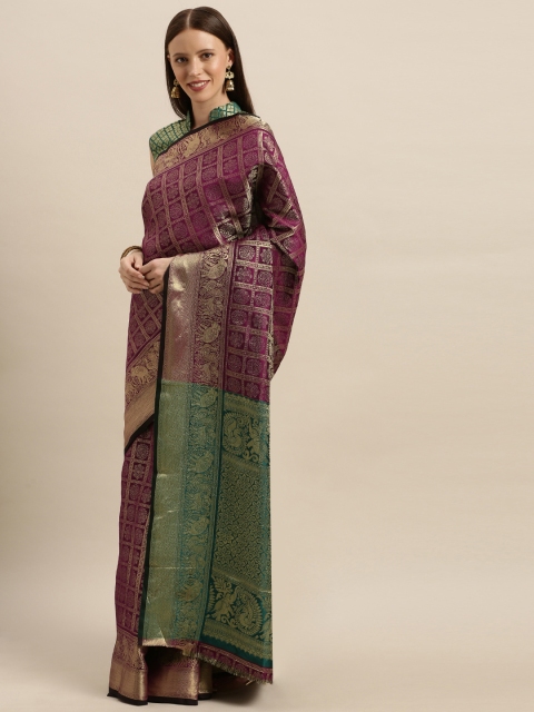

SHAVYA Purple & Green Pure Silk Woven Design Patola Saree