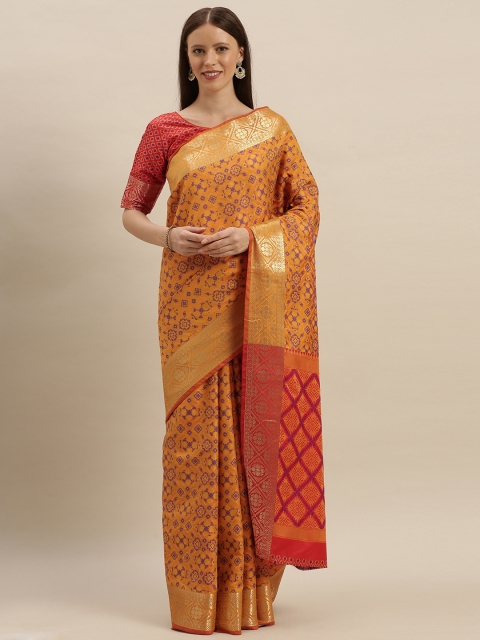 

SHAVYA Yellow & Purple Pure Silk Woven Design Patola Saree