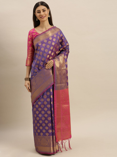 

SHAVYA Violet & Fuchsia Pure Silk Woven Design Banarasi Saree