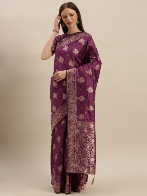 

SHAVYA Purple Pure Silk Woven Design Banarasi Saree