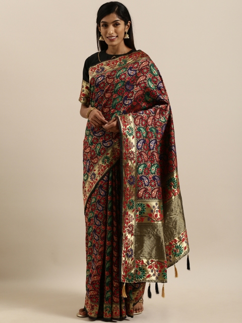 

SHAVYA Red & Golden Pure Silk Woven Design Banarasi Saree