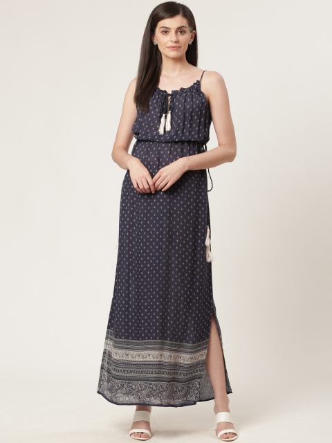 

Molly & Michel Women Navy Blue & Grey Printed Maxi Dress