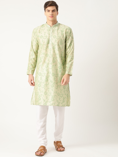 

SOJANYA Men Green Printed Kurta with Churidar