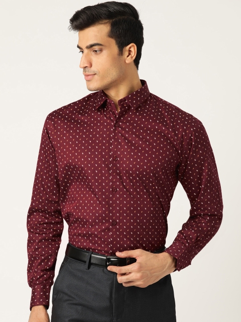 

SOJANYA Men Maroon & Off-White Classic Regular Fit Ditsy Paisley Printed Formal Shirt