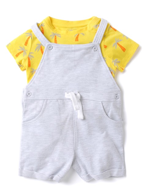 

mothercare Boys Grey Solid Dungaree with T-shirt