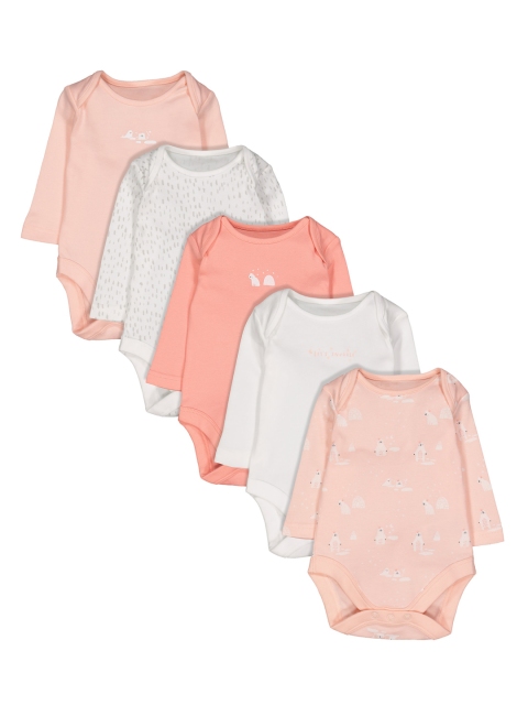 

mothercare Girls Pack of 5 Multicoloured Bodysuits, Multi