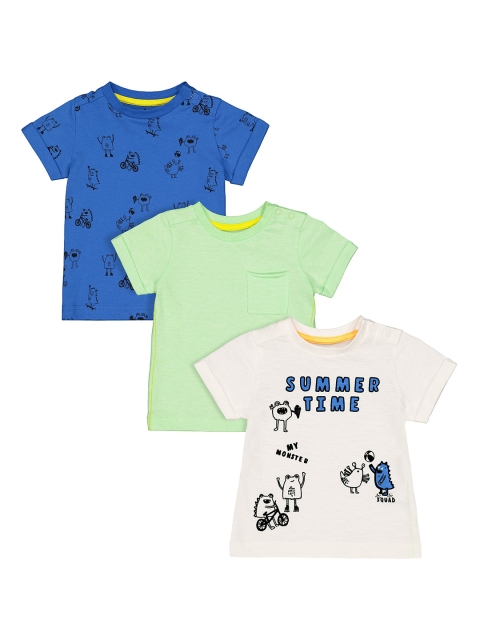 

mothercare Infant Boys Pack 3 Round Neck T-shirts, White