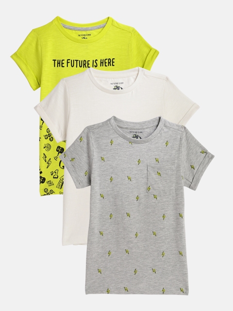 

mothercare Boys Pack of 3 Printed Round Neck T-shirts, White