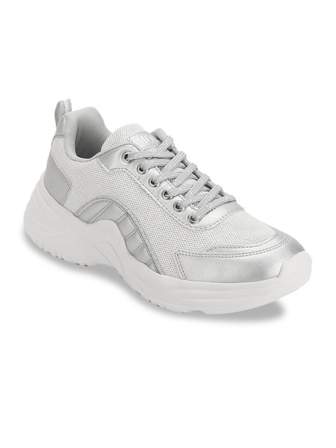 

Mode by Red Tape Women Silver-Toned & White Mesh Walking Shoes