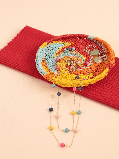 

Chumbak Yellow & Blue Swirling Rainbow Trinket Tray Organiser
