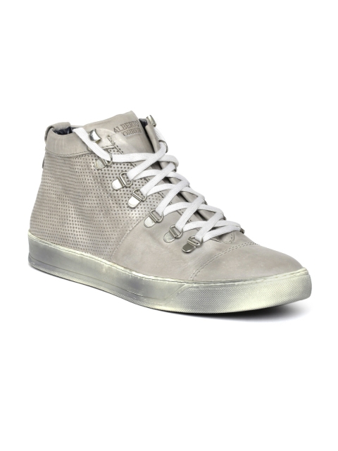 

Alberto Torresi Men Taupe Perforated Leather Sneakers