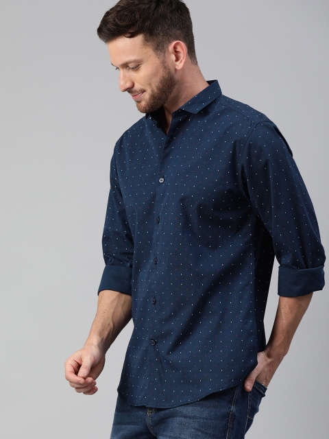 

Mast & Harbour Men Navy Blue & White Regular Fit Printed Casual Shirt