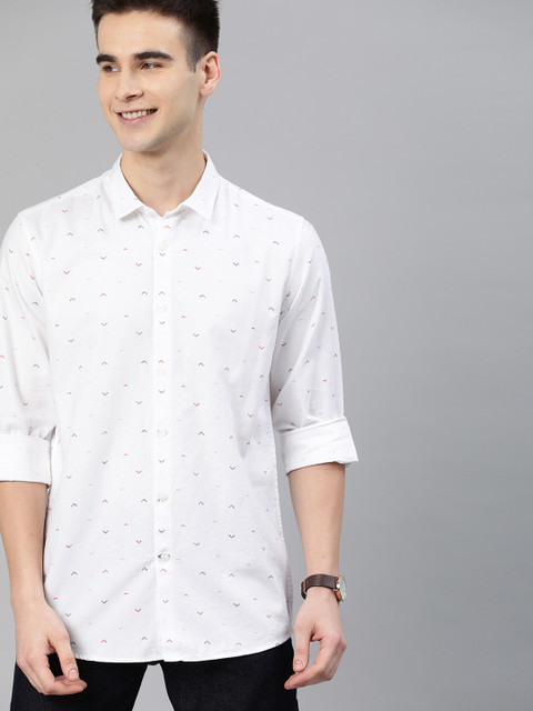 

Mast & Harbour Men White Regular Fit Printed Casual Shirt