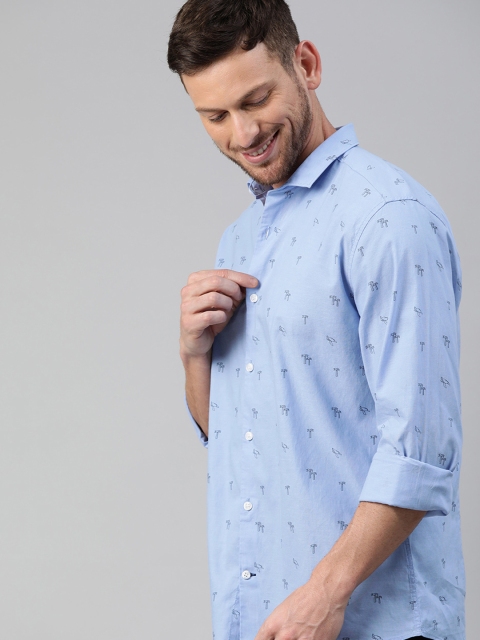 

Mast & Harbour Men Blue & Black Regular Fit Printed Casual Shirt