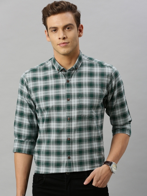 

Mast & Harbour Men Green & Grey Regular Fit Checked Casual Shirt