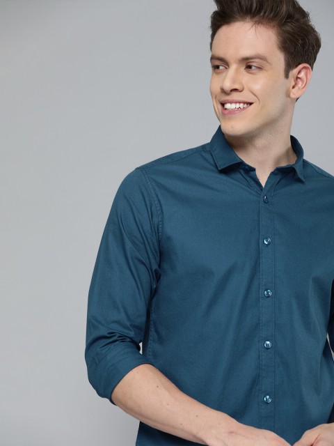 

Mast & Harbour Men Teal Blue Slim Fit Solid Casual Sustainable Shirt
