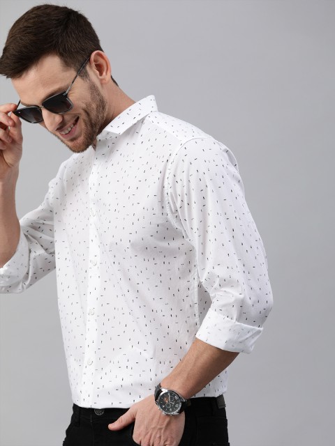 

Mast & Harbour Men White & Black Regular Fit Printed Casual Shirt