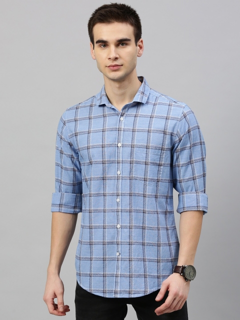 

Mast & Harbour Men Blue & Black Regular Fit Checked Casual Shirt