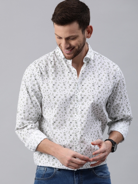 

Mast & Harbour Men White & Green Regular Fit Printed Casual Shirt