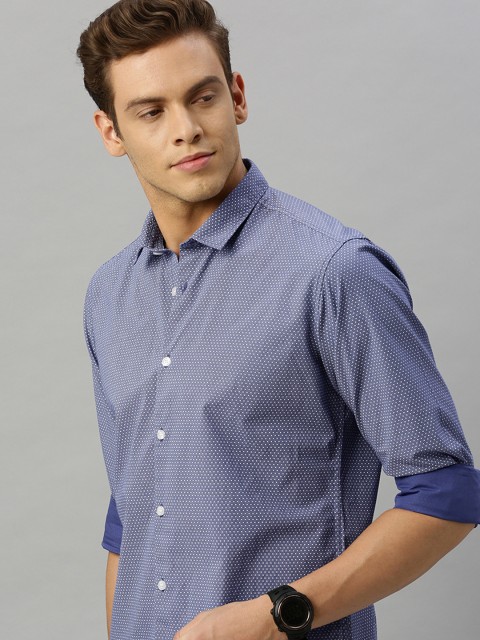 

Mast & Harbour Mens Blue and White Printed Casual Shirt