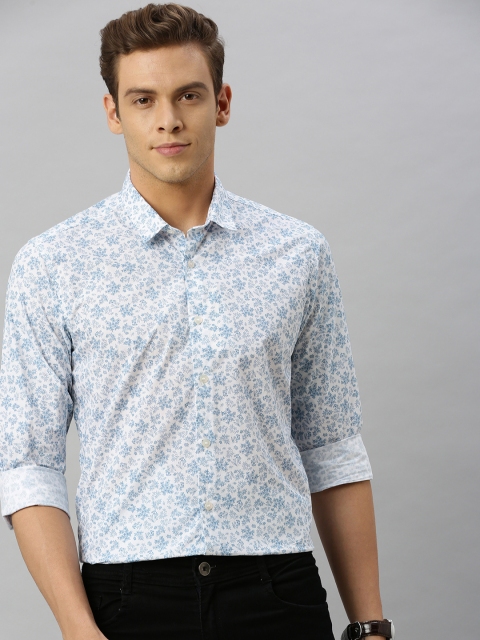 

Mast & Harbour Men White & Blue Regular Fit Printed Casual Shirt