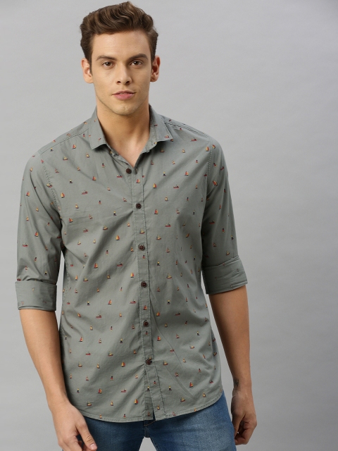 

Mast & Harbour Men Grey Regular Fit Printed Casual Shirt