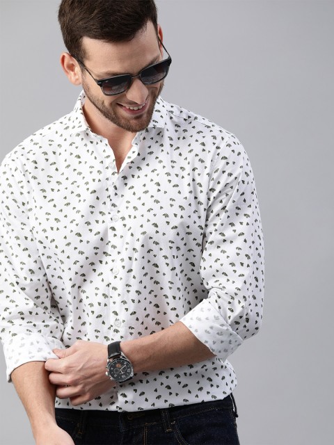 

Mast & Harbour Men White & Green Regular Fit Printed Casual Shirt