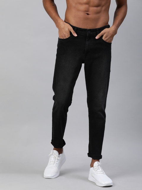 

HERE&NOW Men Black Slim Fit Mid-Rise Clean Look Stretchable Jeans