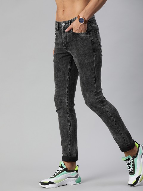 

HERE&NOW Men Grey Skinny Fit Mid-Rise Clean Look Stretchable Jeans
