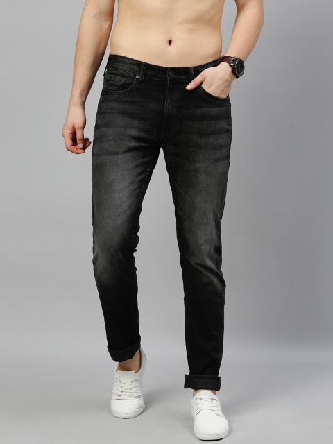 

HERE&NOW Men Black Slim Fit Mid-Rise Clean Look Stretchable Jeans