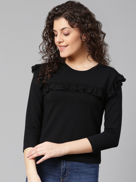 

VividArtsy Women Black Solid Top
