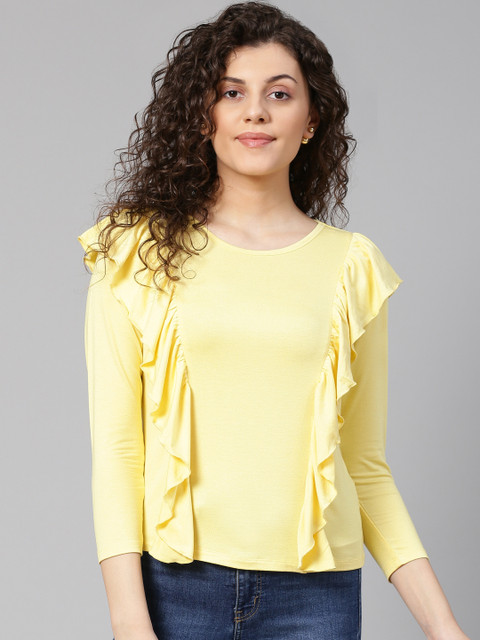 

VividArtsy Women Yellow Solid Top