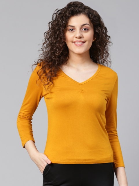 

VividArtsy Women Mustard Yellow Solid Top