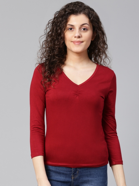 

VividArtsy Women Maroon Solid Top