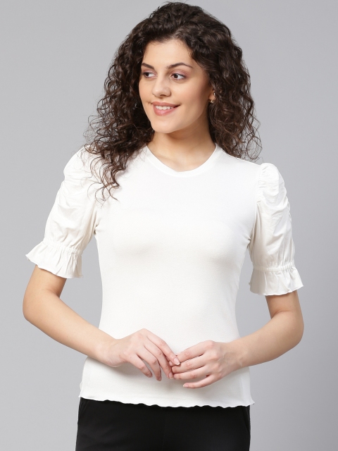 

VividArtsy Women White Solid Top