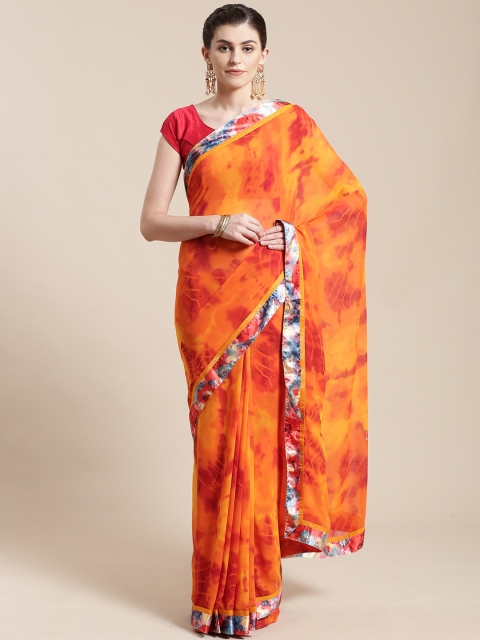 

Nanda Silk Mills Orange & Yellow Dyed Saree