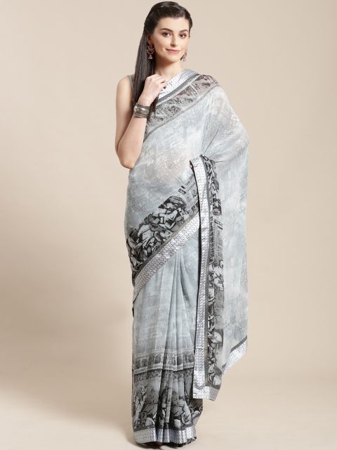

Nanda Silk Mills Grey Printed Saree