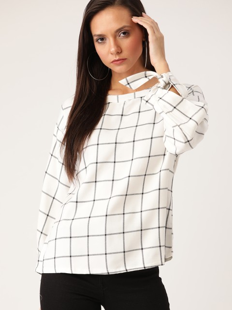 

Moda Rapido Women White & Black Checked Top