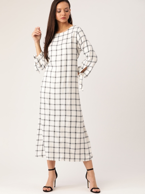 

Moda Rapido Women White & Black Checked Maxi Dress
