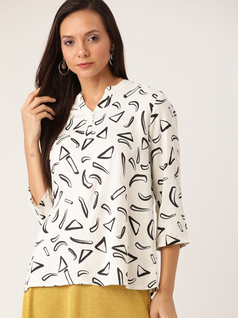 

Moda Rapido Women Off-White & Black Printed Top